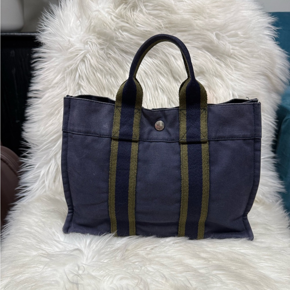 Hermes Tote Bag in Navy and Olive